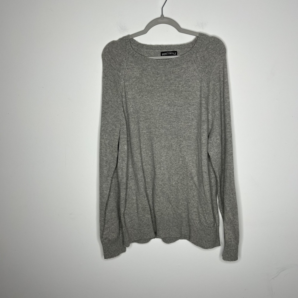 J. Crew Mercantile Sweater Womens Large Gray‎ Lambswool Blend Crewneck Pullover